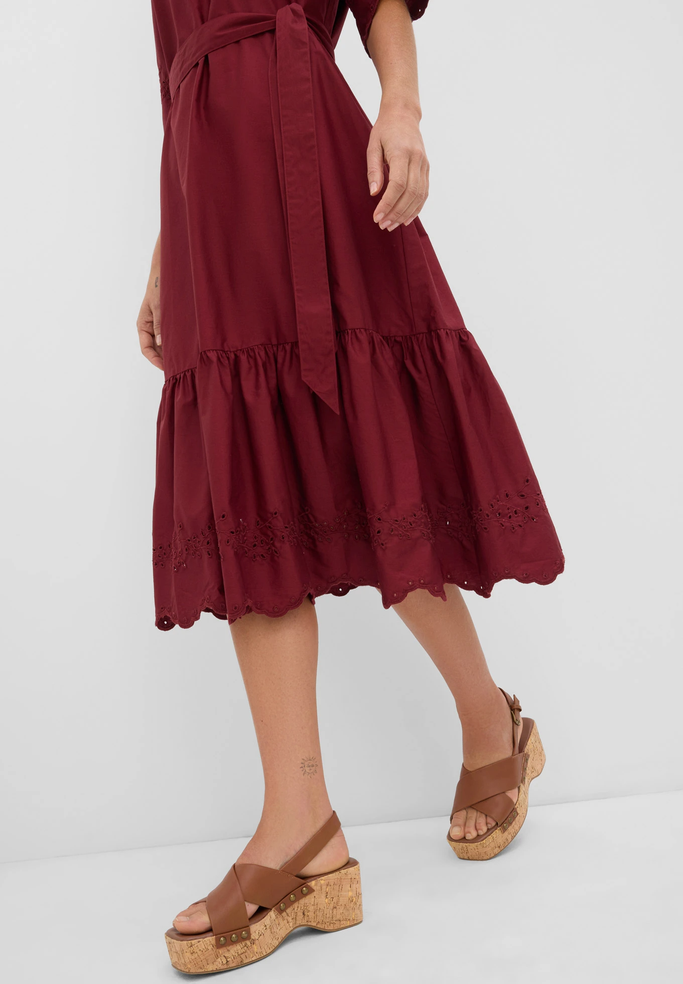 Rochie midi din bumbac 100% • roșu rubiniu • magazin bonprix