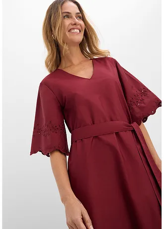 Rochie midi din bumbac 100% • roșu rubiniu • magazin bonprix