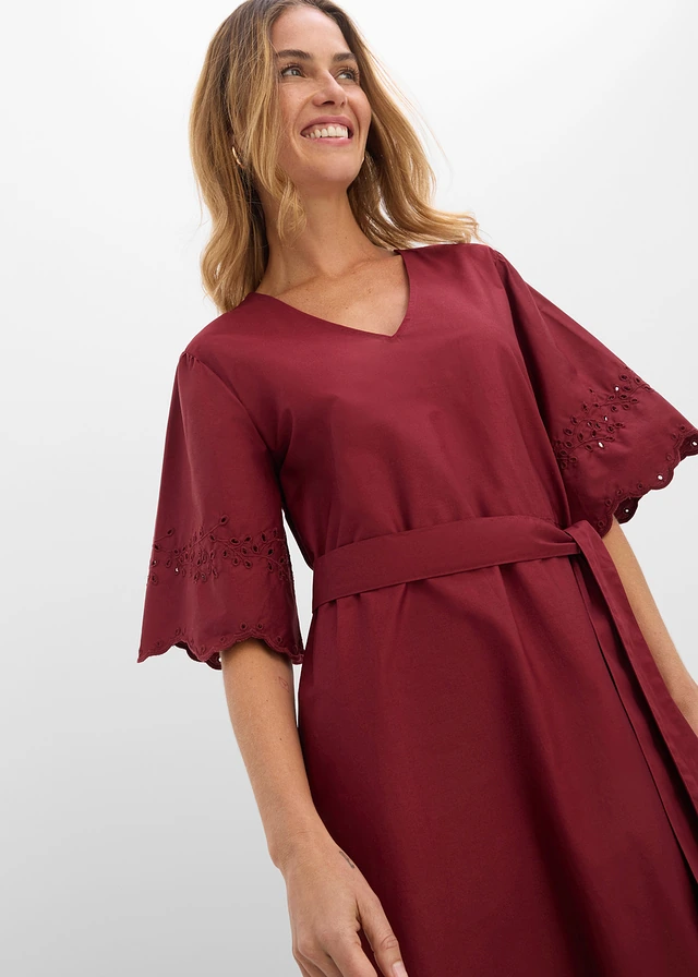 Midi jurk van puur katoen • robijnrood • product-page.page-title-suffix