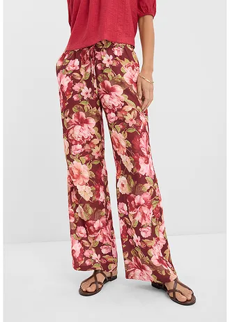 Marlene Dietrich broek, Kleur: robijnrood gebloemd