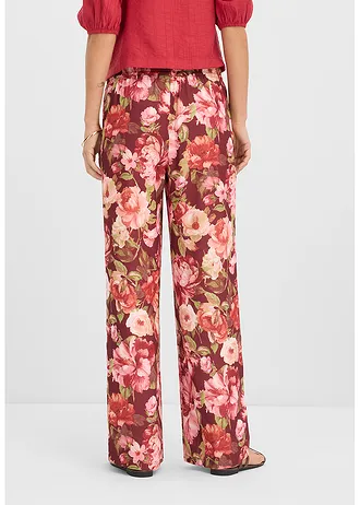 Marlene Dietrich broek, Kleur: robijnrood gebloemd