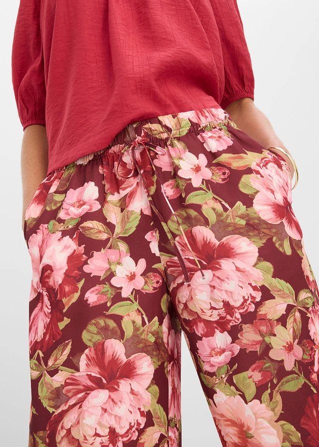 Marlene Dietrich broek • robijnrood gebloemd • product-page.page-title-suffix