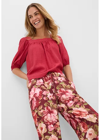 Pantaloni Marlene • roșu-rubiniu floral • magazin bonprix