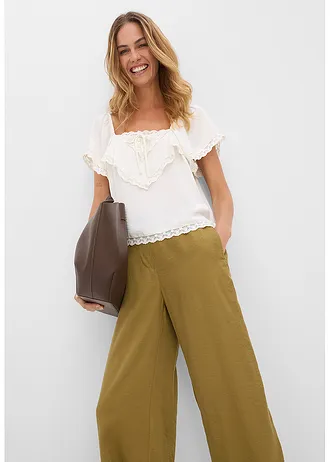 Pantaloni Palazzo din amestec de viscoză • verde-natur • magazin bonprix