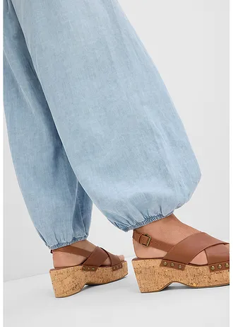 Háremnadrág vékony lenvászon keverékből • jégkék denim • bonprix áruház