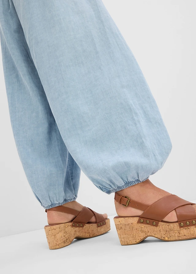 Șalvari din mix ușor cu in • bleu denim • magazin bonprix