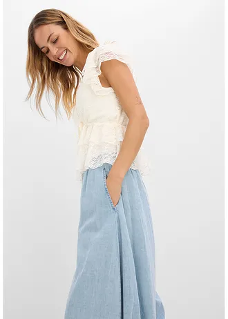 Pantalon sarouel léger • bleu glacier denim • Boutique bonprix