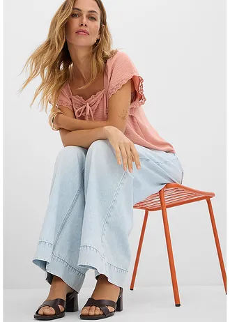 Džínsy, Wide-Leg, High Waist • ľadovo modrá denim used • obchod bonprix