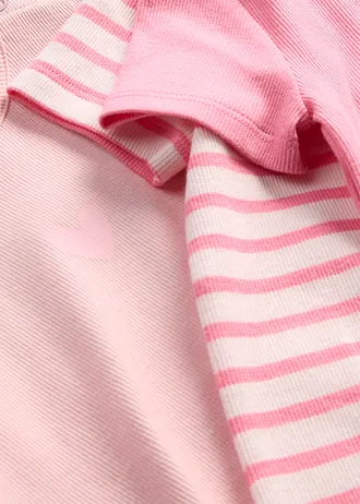 Body cu mâneci scurte din bumbac organic (set/3 buc.) • roz strident-roz pal-roz-bonbon cu imprimeu • magazin bonprix