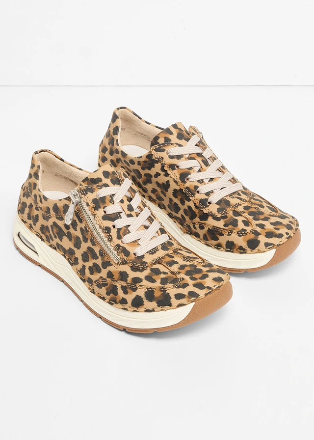 Sneakers confortables Rieker à première rembourrée, Couleur: beige léopard
