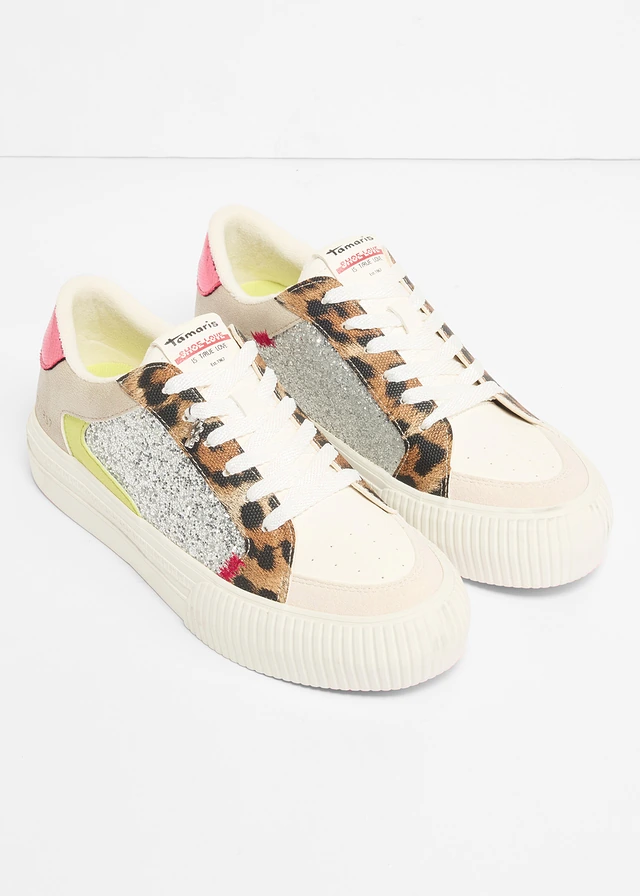 Sneakers Tamaris avec strass • beige-argenté-léopard • product-page.page-title-suffix