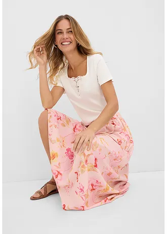 Maxi sukně ze vzdušného krepu • růžovo-pink s květy • bonprix obchod