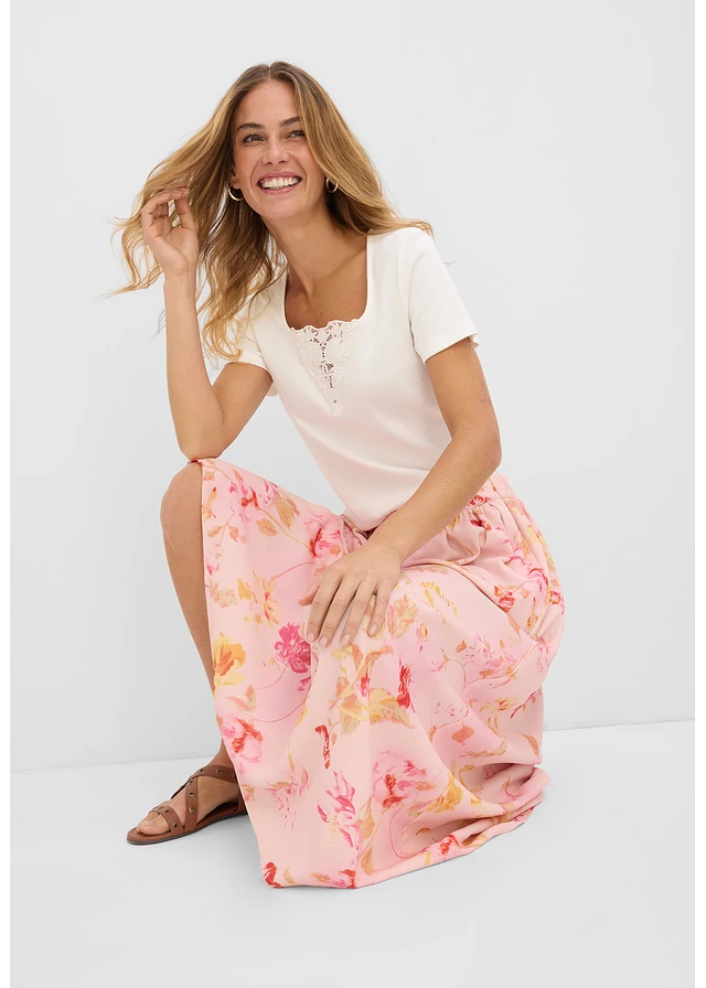 Maxi rok van luchtige crêpe • roze-pink gebloemd • product-page.page-title-suffix