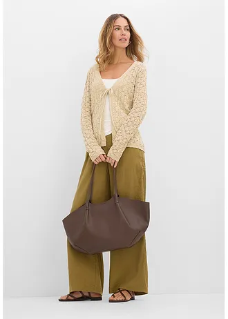 Gilet en maille ajourée 100% coton • sable clair • Boutique bonprix