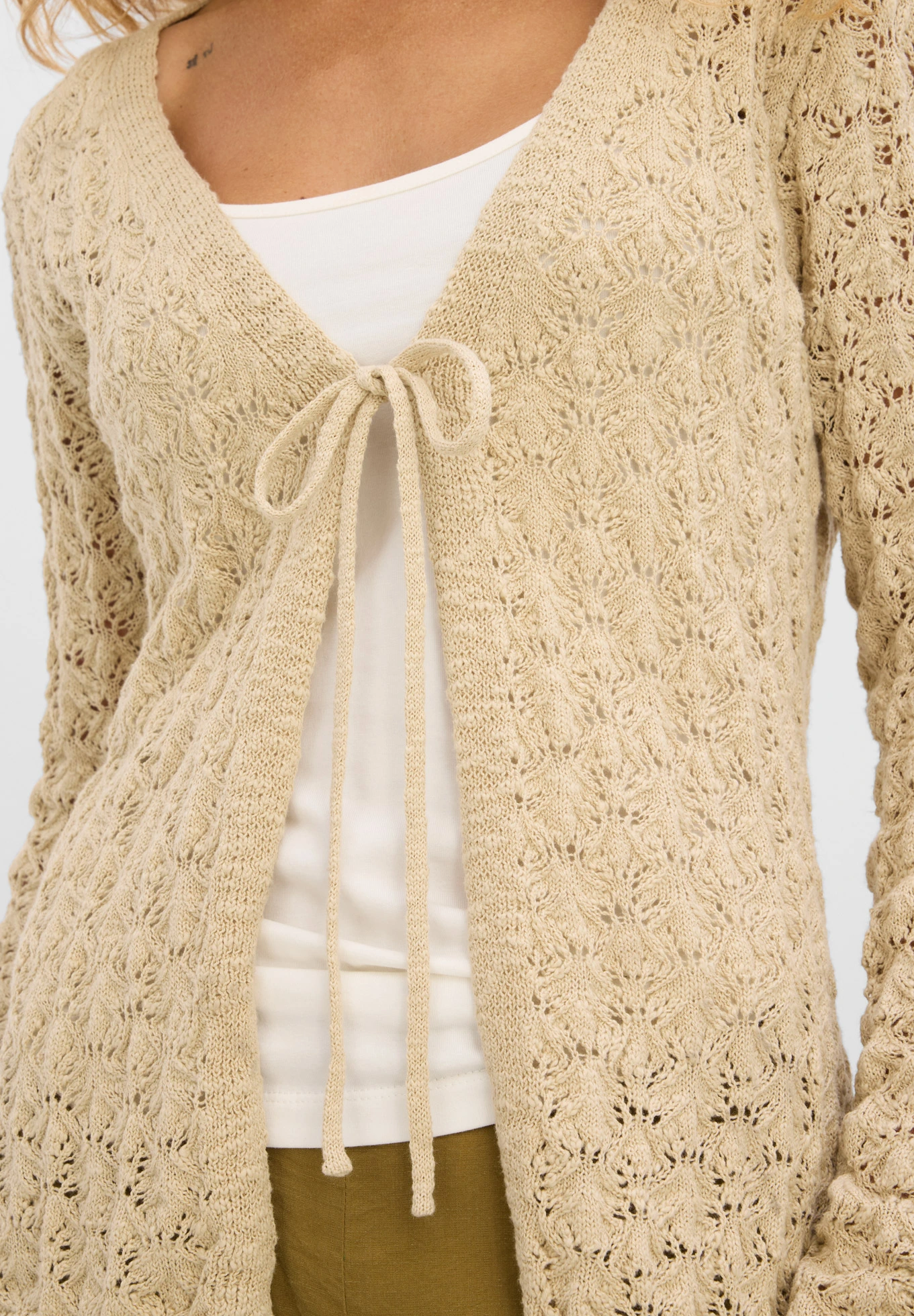 Gilet en maille ajourée 100% coton • sable clair • Boutique bonprix