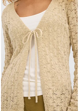 Gilet en maille ajourée 100% coton • sable clair • Boutique bonprix
