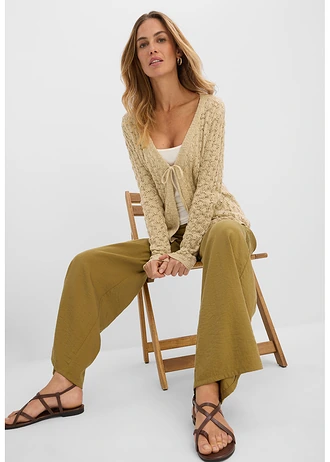 Ajour vest van puur katoen • lichtsand • bonprix online shop