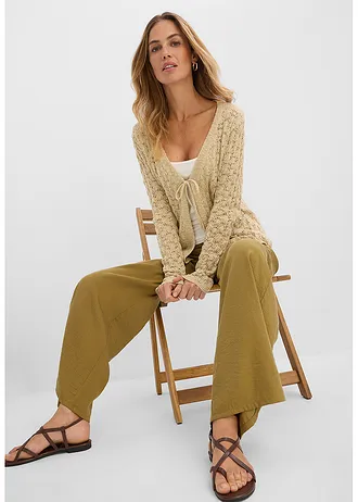 Gilet en maille ajourée 100% coton • sable clair • Boutique bonprix