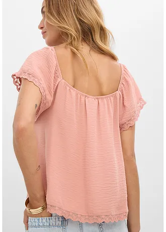 Top blouse en crêpe légère • marron poudré • Boutique bonprix