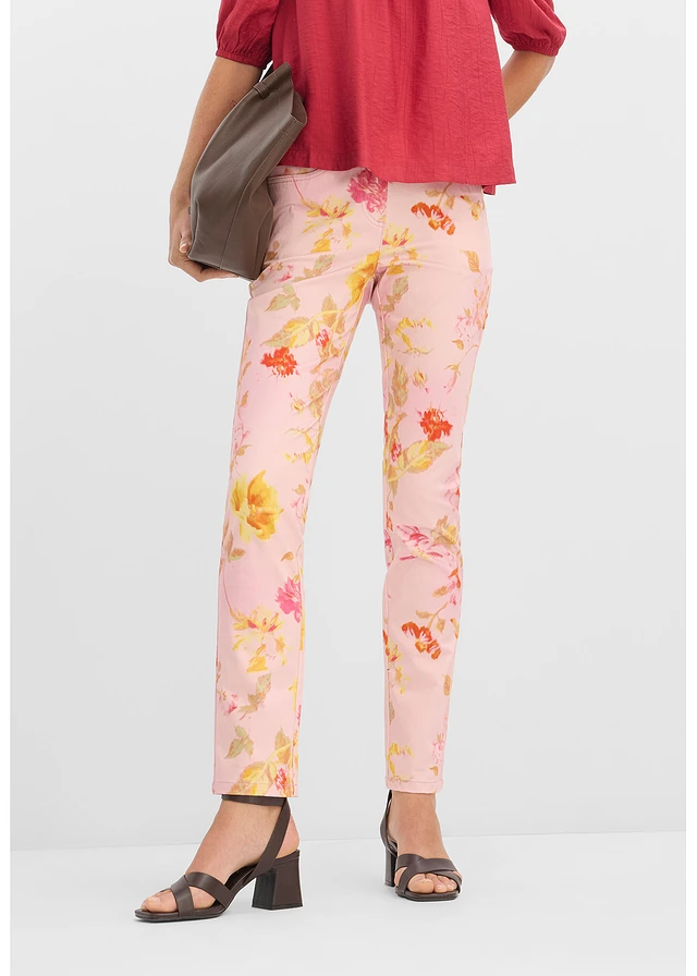 Stretchbroek met bloemenprint • roze gebloemd • product-page.page-title-suffix