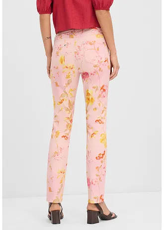 Pantalon extensible à imprimé floral, Couleur: rose floral