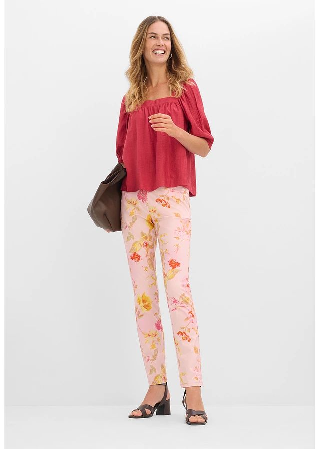 Stretchbroek met bloemenprint • roze gebloemd • product-page.page-title-suffix