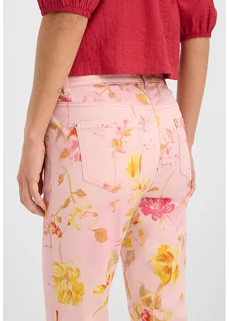 Strečové nohavice s kvetovanou potlačou • ružová kvetovaná • obchod bonprix