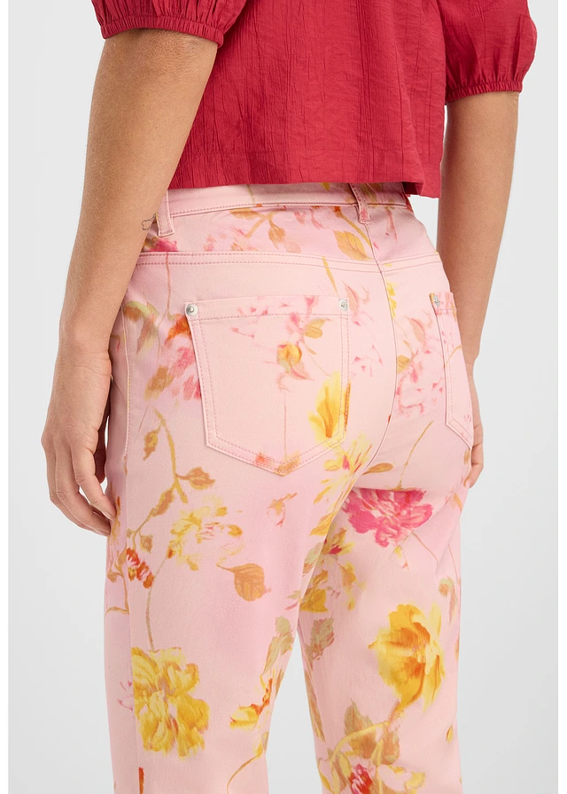 Stretchbroek met bloemenprint • roze gebloemd • product-page.page-title-suffix