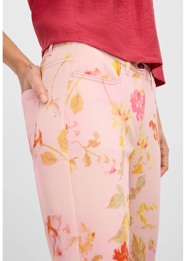 Stretchbroek met bloemenprint • roze gebloemd • product-page.page-title-suffix