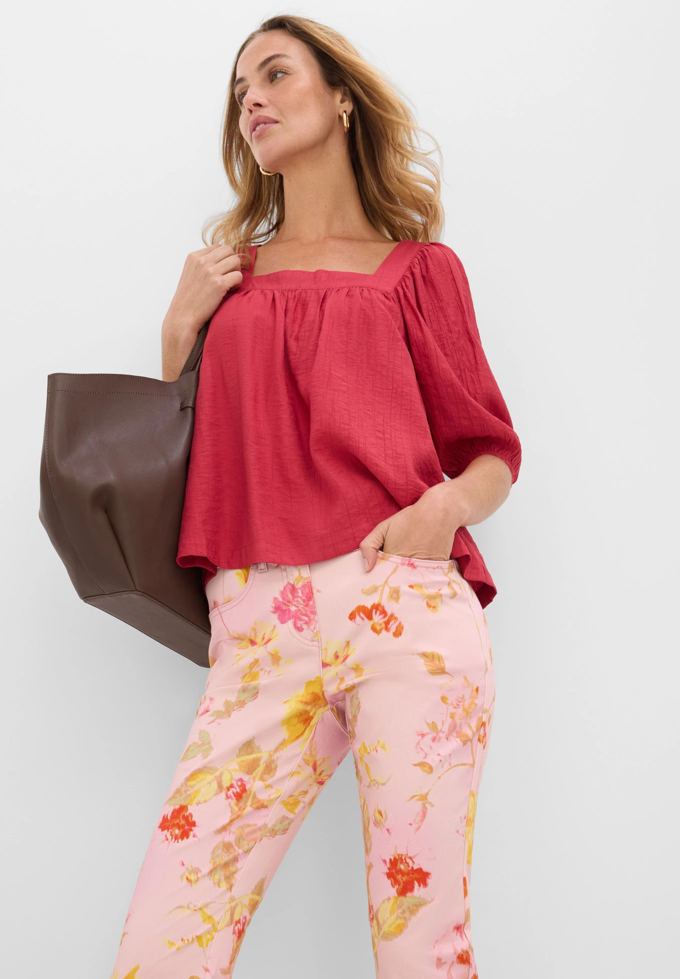 Pantalon extensible à imprimé floral • rose floral • Boutique bonprix