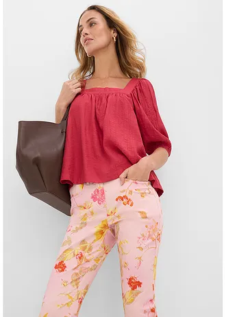 Stretchbroek met bloemenprint • roze gebloemd • bonprix online shop