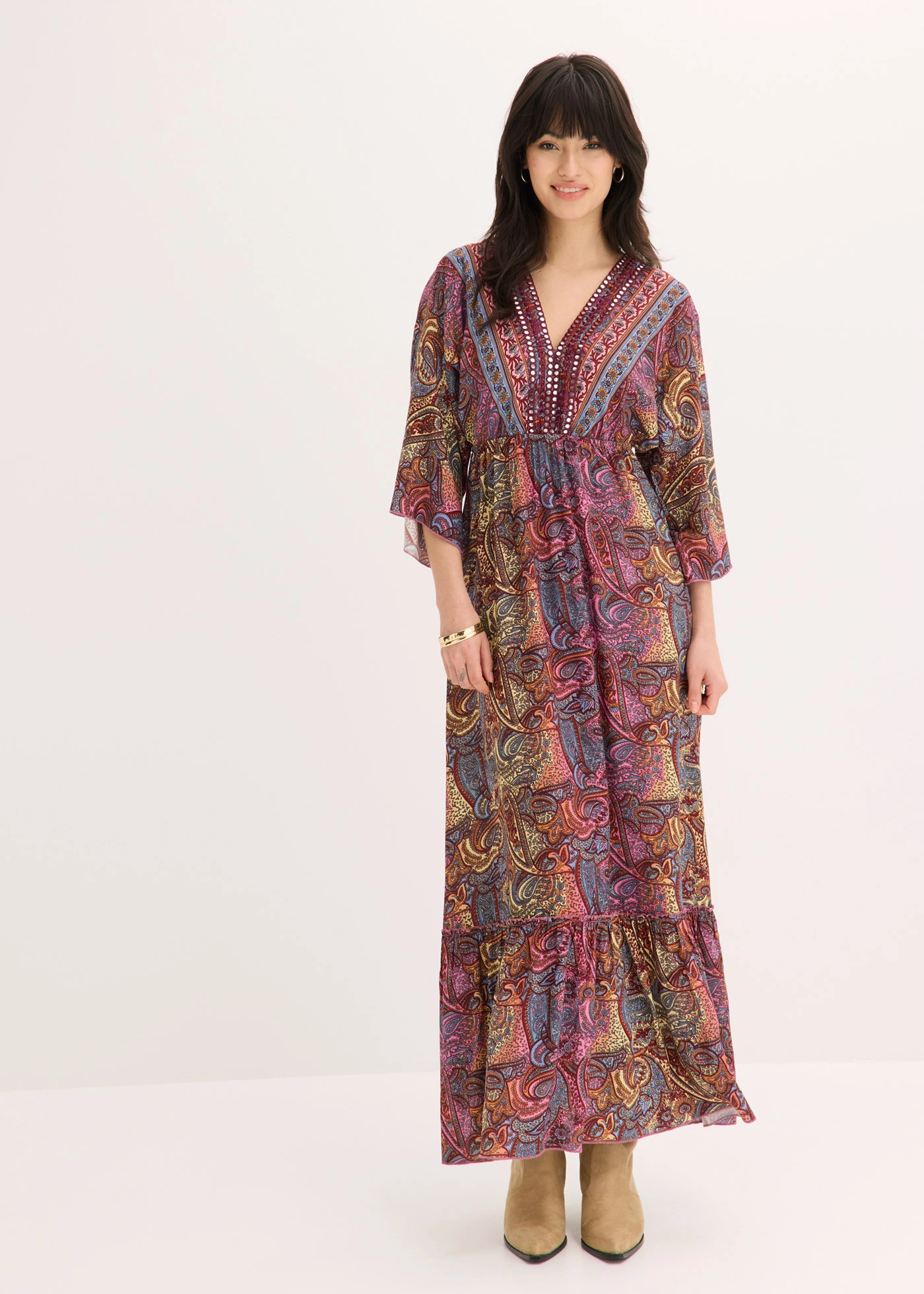 Rochie maxi • pink/bleu cu imprimeu • magazin bonprix