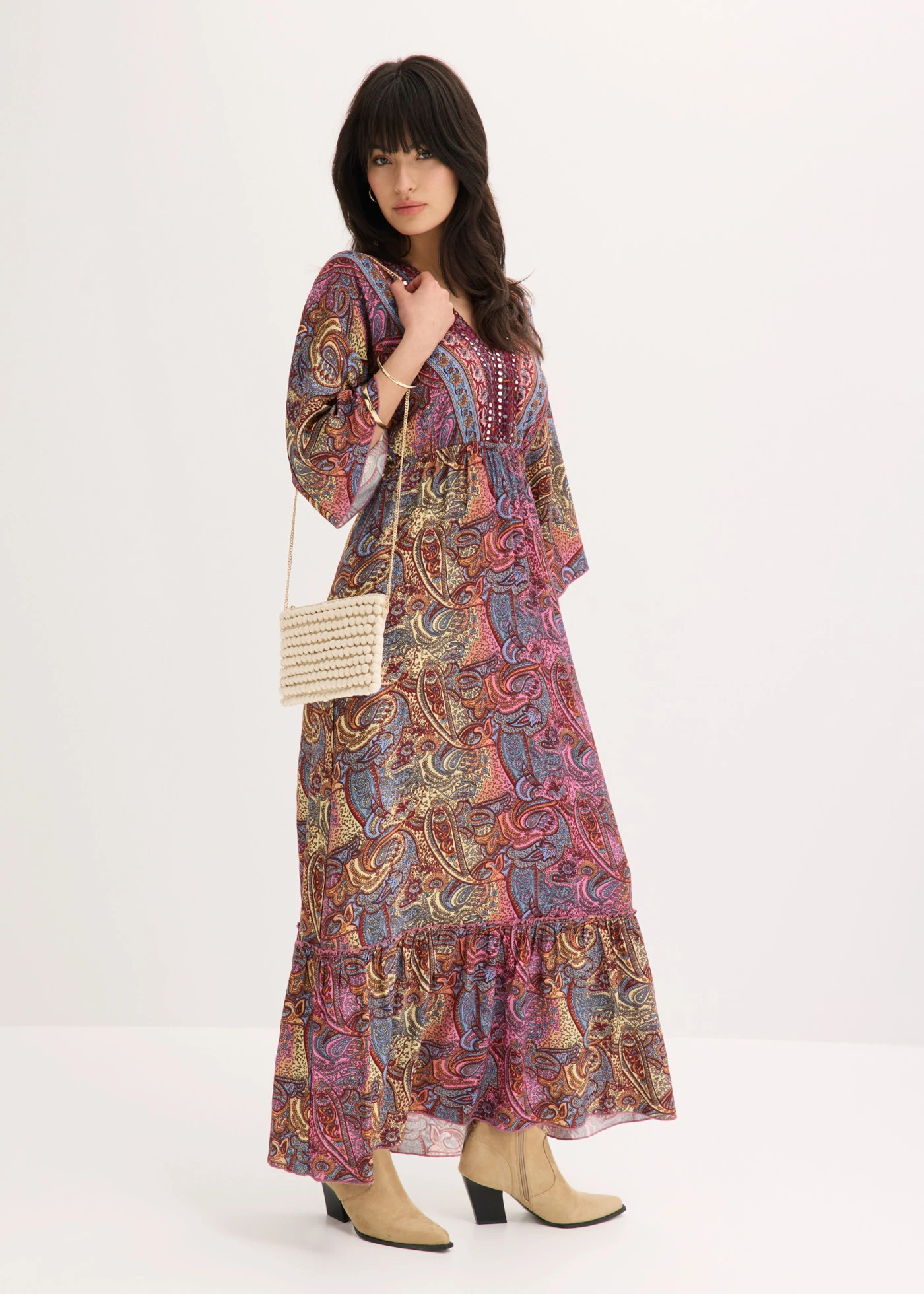 Robe longue • rose vif/bleu clair imprimé • Boutique bonprix