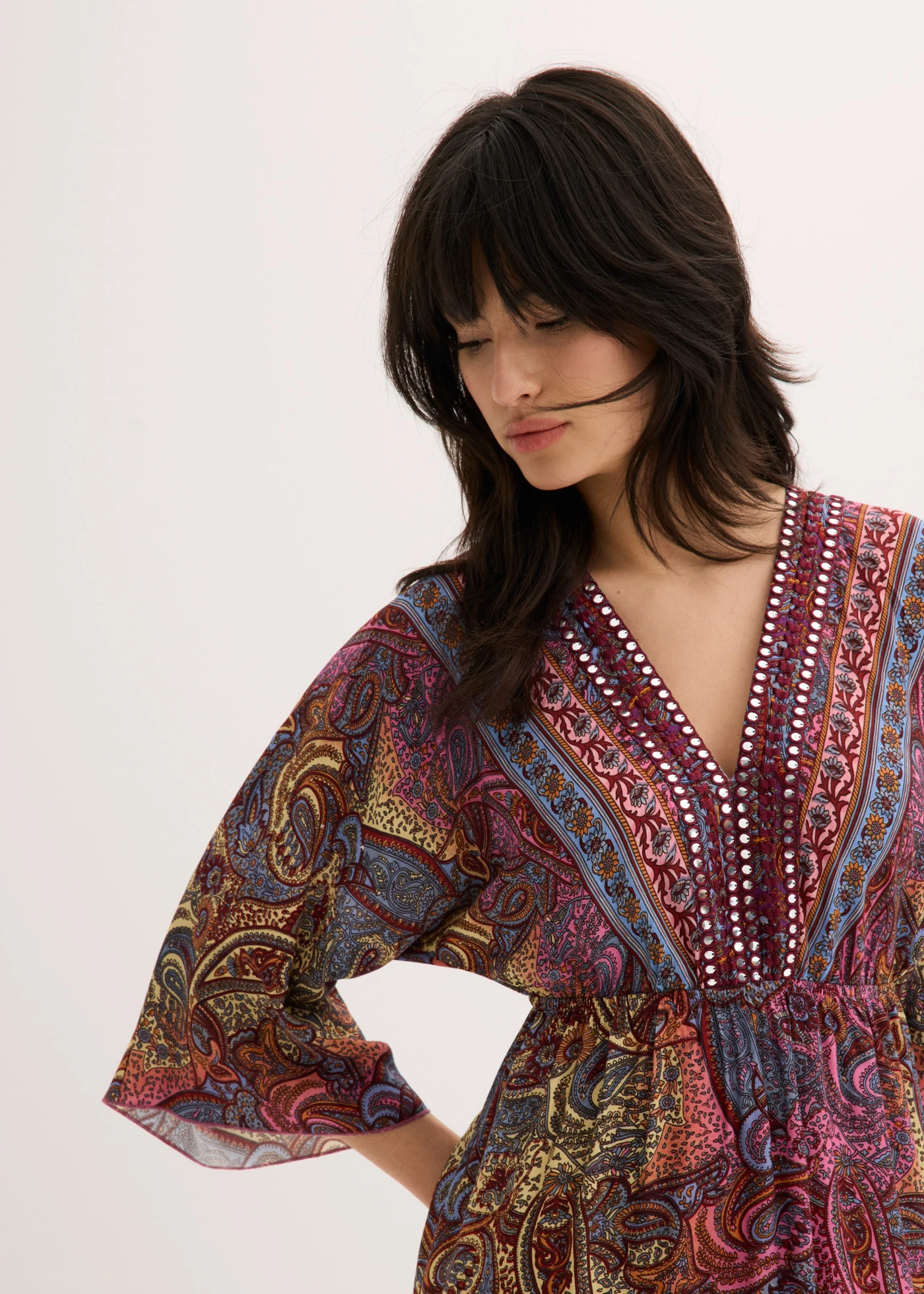 Robe longue • rose vif/bleu clair imprimé • Boutique bonprix