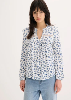 Longsleeve in een viscosemix • wolwit-blauw • bonprix online shop