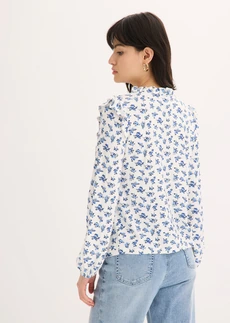 Longsleeve in een viscosemix, Kleur: wolwit-blauw