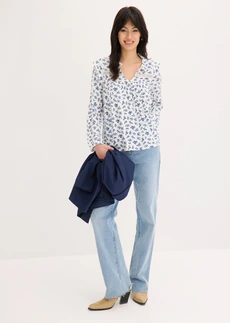 T-shirt manches longues • écru/bleu • Boutique bonprix