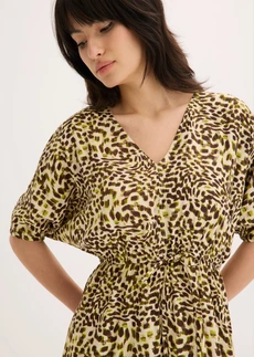 Robe midi en viscose fluide • beige galet-vert nature • Boutique bonprix