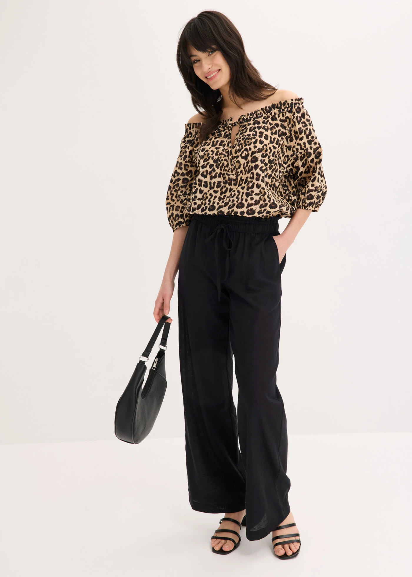 Pantalon palazzo en matière légère et aérienne • noir • product-page.page-title-suffix