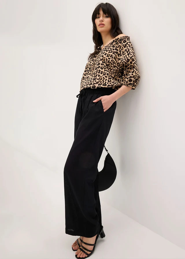 Pantalon palazzo en matière légère et aérienne • noir • product-page.page-title-suffix