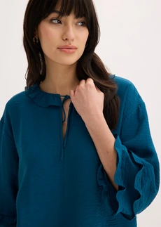 Boheme blouse in een fijne viscosemix • blauwpetrol • bonprix online shop