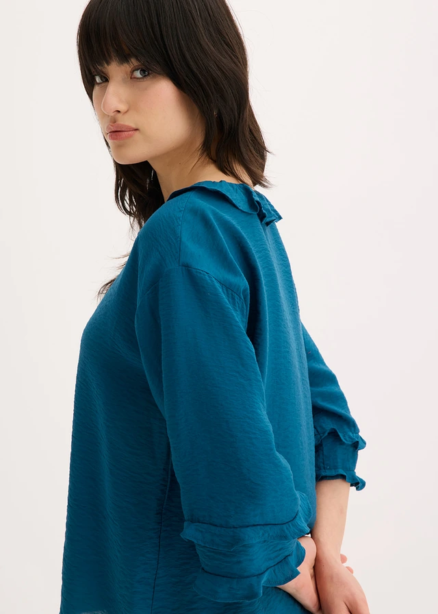 Boheme blouse in een fijne viscosemix • blauwpetrol • product-page.page-title-suffix