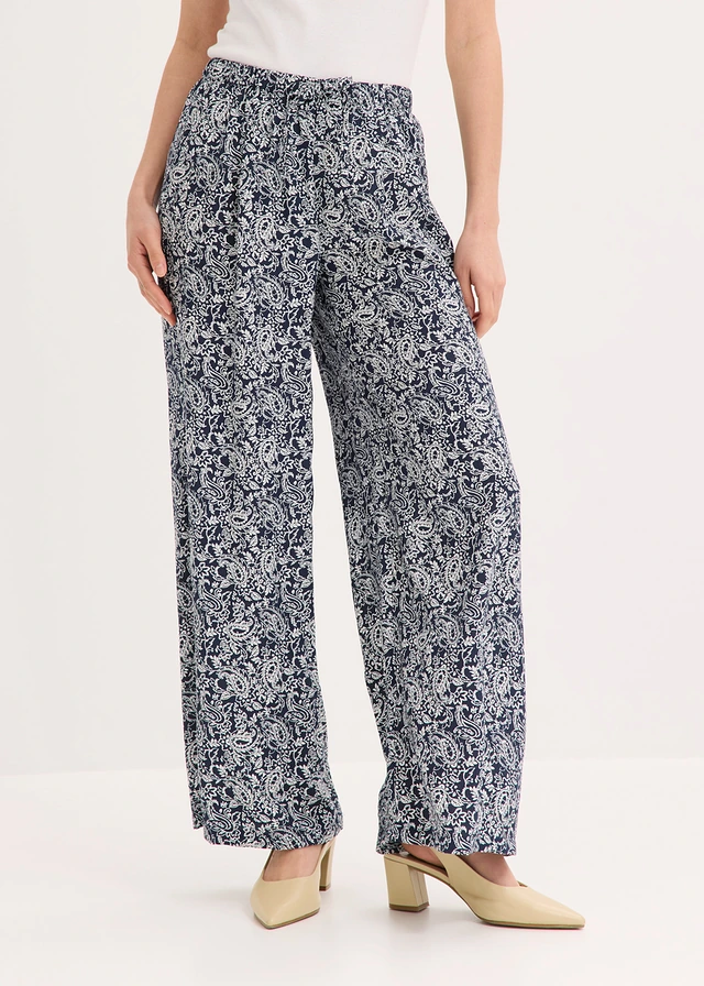 Pantalon à taille élastiquée • bleu foncé-blanc nacré paisley • product-page.page-title-suffix