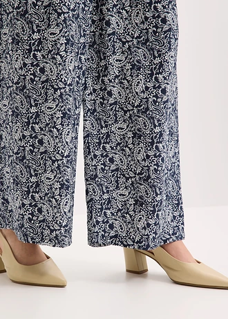 Instapbroek van een fijne viscosemix • donkerblauw-parelwit paisley • bonprix online shop