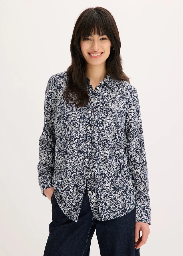 Blouse in een fijne viscosemix • donkerblauw-parelwit paisley • product-page.page-title-suffix