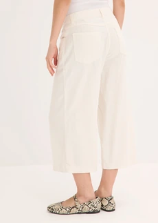 Kalhoty Culotte se sámky, ze vzdušné lněné směsi • přírodní bílá • bonprix obchod