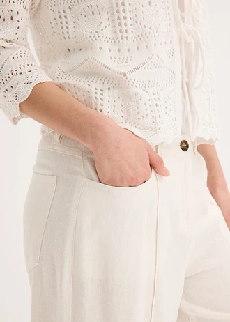 Jupe-culotte légère en lin mélangé à nervures • ecru • Boutique bonprix