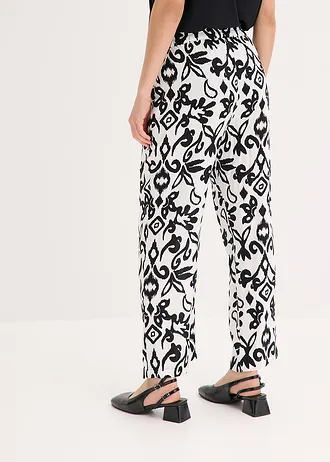 Pantaloni Marlene cu imprimeu din viscoză fluidă • ecru-negru cu imprimeu • magazin bonprix