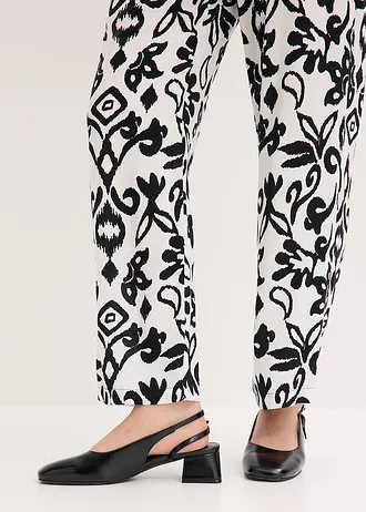 Gedessineerde Marlene Dietrich broek van soepele viscose • wolwit-zwart gedessineerd • bonprix online shop