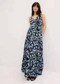 Maxi jurk van een zachte viscosemix • zwart/lichtblauw gebloemd • bonprix online shop